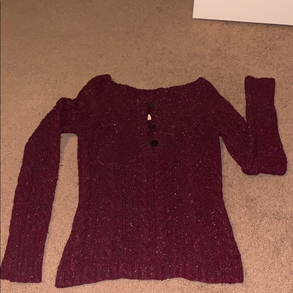 American Eagle Maroon Cable-Knit Sweater - Picture 1 of 6